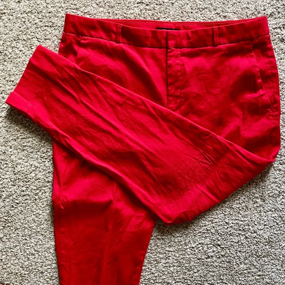 Linen Blend Banana Republic Avery Fit Cherry Red Machine Washable Ankle Pant